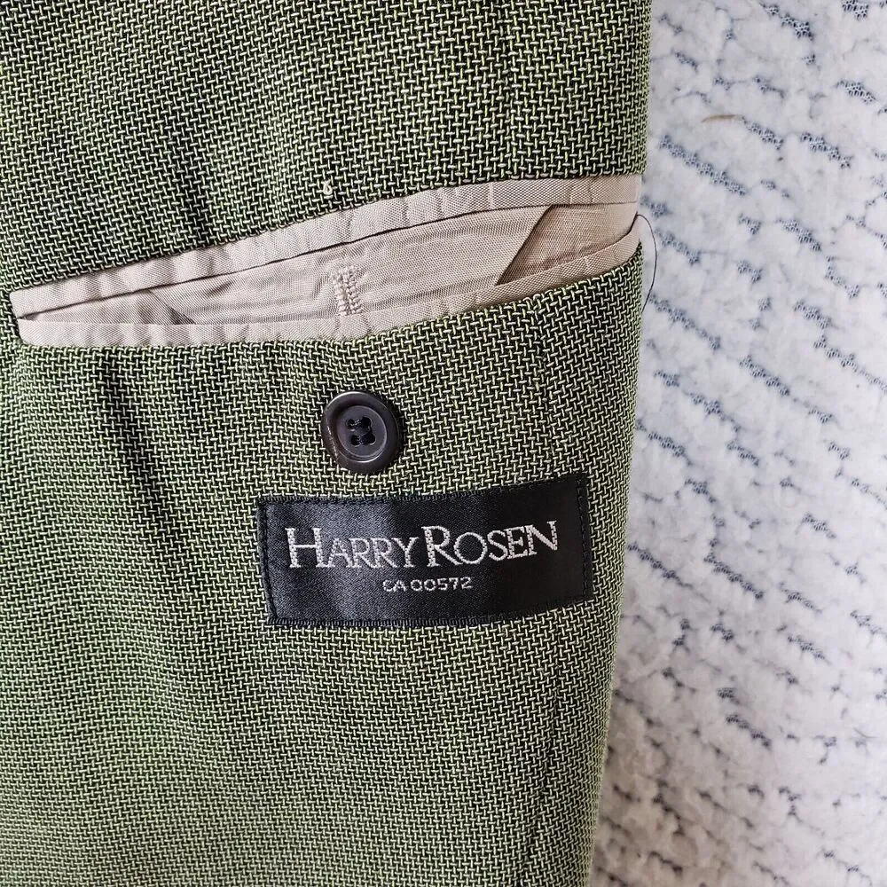 Harry Rosen Hugo Boss Men's Blazer 48R Wool Green Jacket Italy Luxe-on-Luxe - Picture 7 of 12